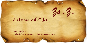 Zsinka Zója névjegykártya